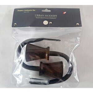 NEW Walnut Wood Curtain Drapery Holdbacks Urban Modern Natural Wood Handcrafted